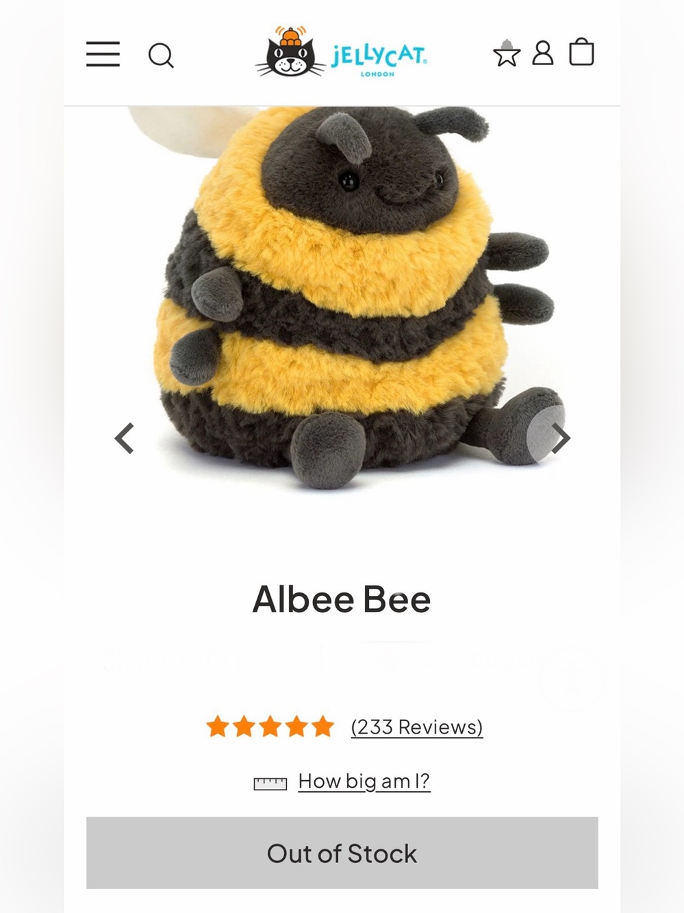 Jellycat Albee Bee